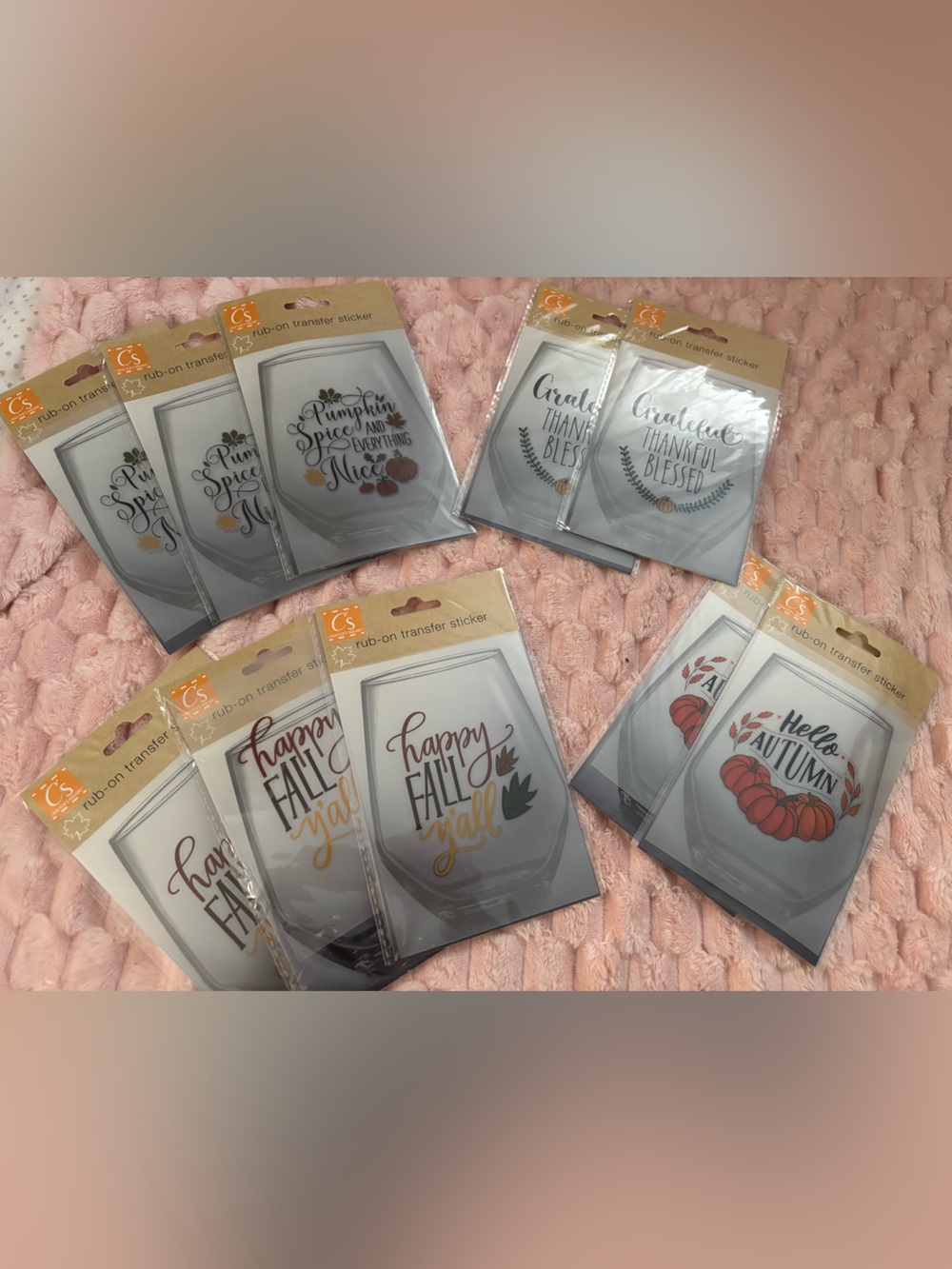 Fall themed Rub on Decal Stickers for glass/ceramic DIY